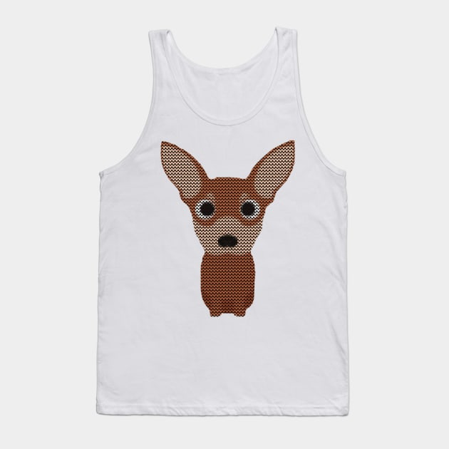 Chihuahua Ugly Christmas Sweater Knit Pattern Tank Top by DoggyStyles